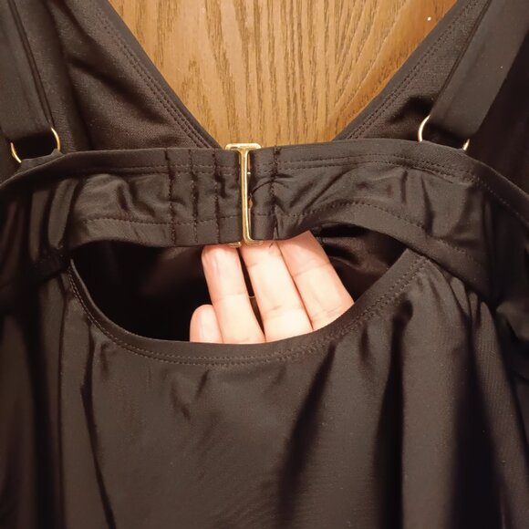 Time and Tru women's plus size rich black swim tankini top sz 3X / 24W - 26W NWT - Picture 4 of 15